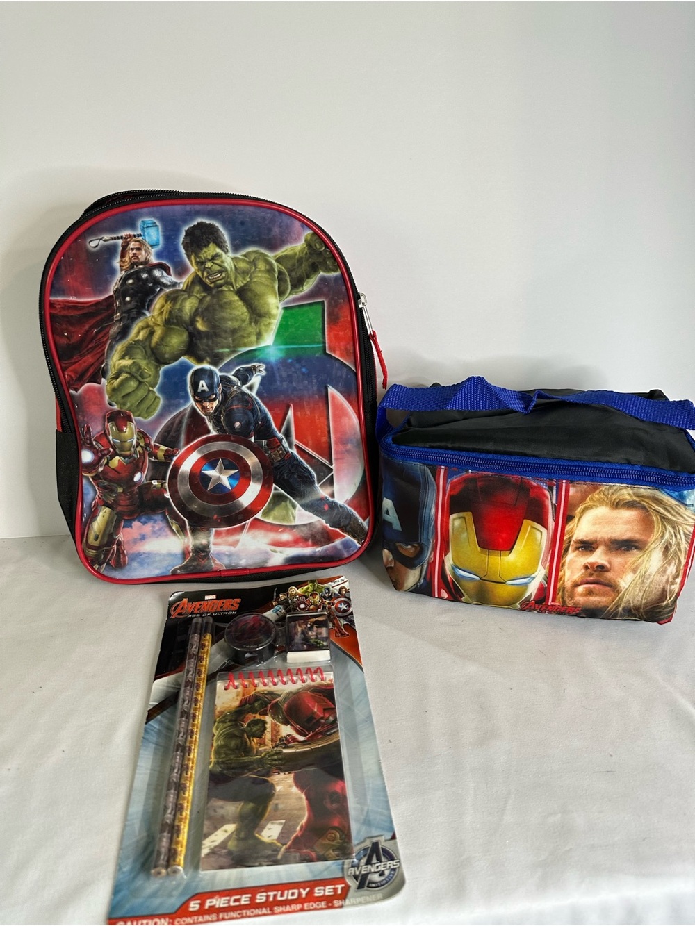 Marvel Avengers Kids 10” Backpack & Lunch Bag Set - Red, Green, Blue